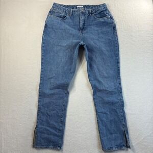Good American Good Boy Jeans Womens 15 32x32 Blue High Rise Straight Split Hem